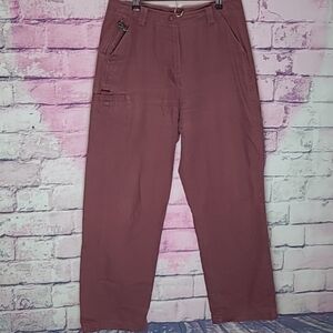 L.L. BEAN MAROON BURGUNDY COTTON UTILITY TACTICAL WIDE LEG OUTDOOR PANTS 12 REG